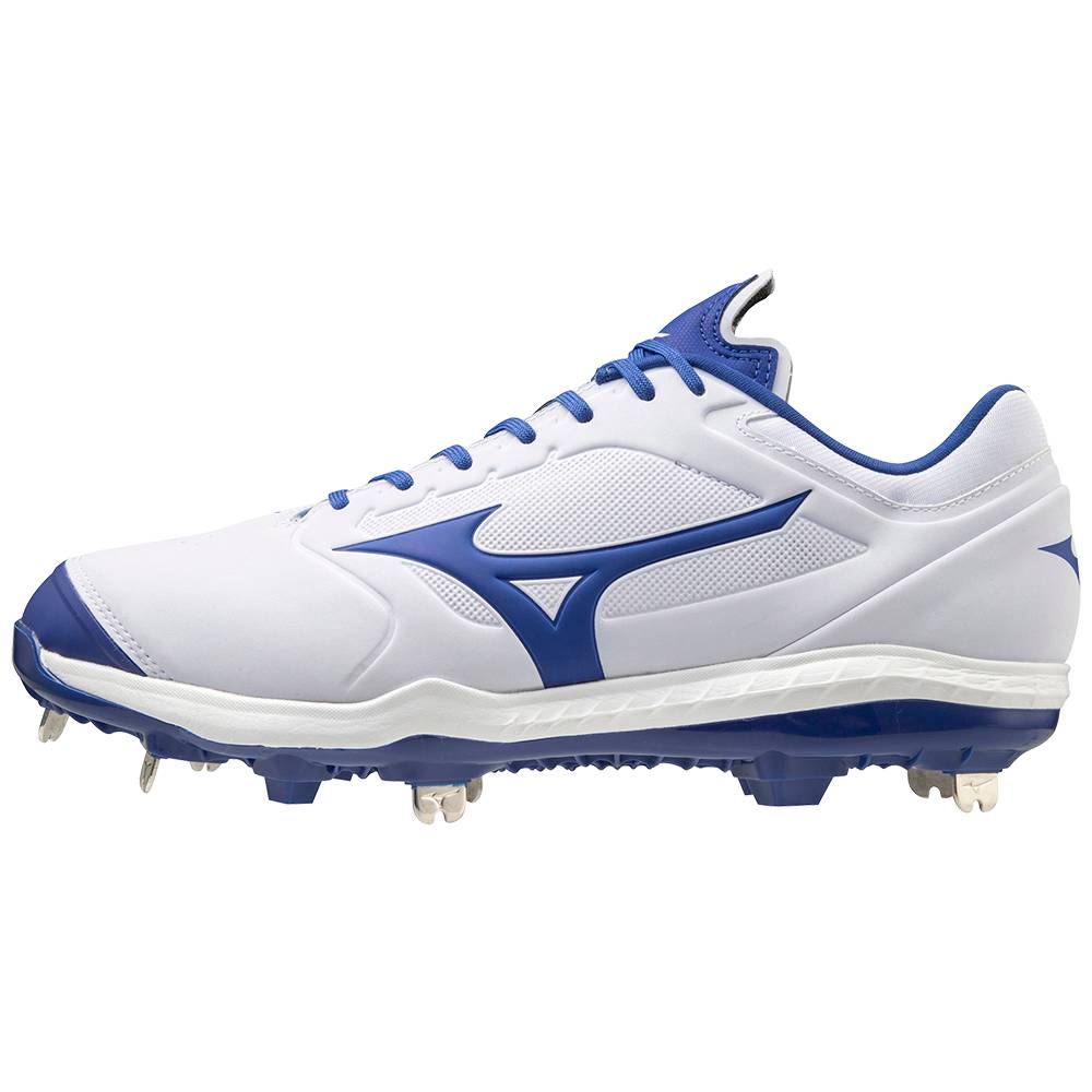 Mizuno Women's Sweep 5 Low Metal Softball Cleats White/Royal (320617-YGE)